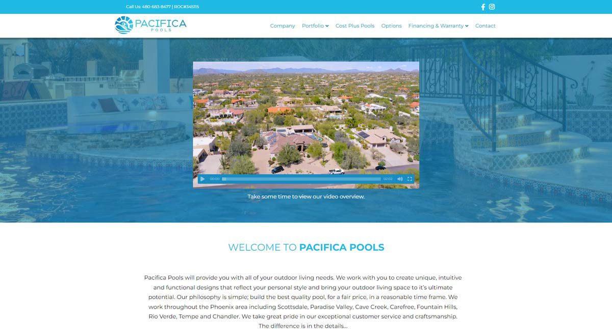 phoenix tempe encomix webninja full homepage website design pacifica pools featured