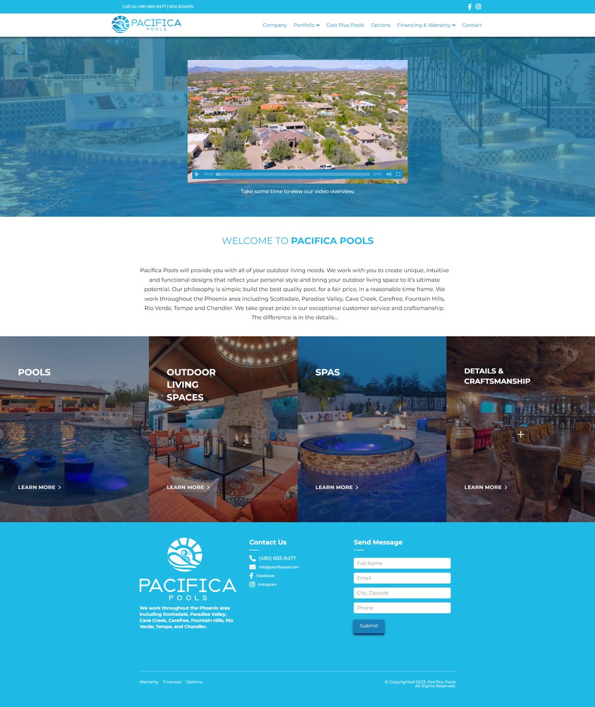 phoenix tempe encomix webninja full homepage website design pacifica pools