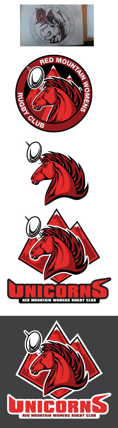 encomix webninja phoenix tempe graphic logo concepts Unicorns - Red Mountain Unicorns Logo Design