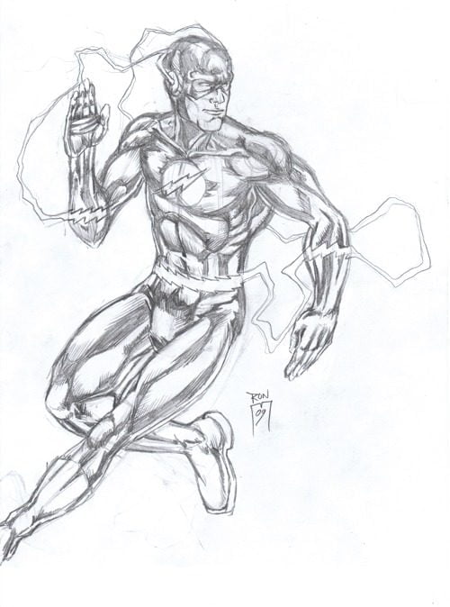 Sketch of THE FLASH | Custom Artwork Illustrations | Graphic, Print, Logo, and Website Design Solutions serving locally for Tempe Arizona and Phoenix Valley Cities