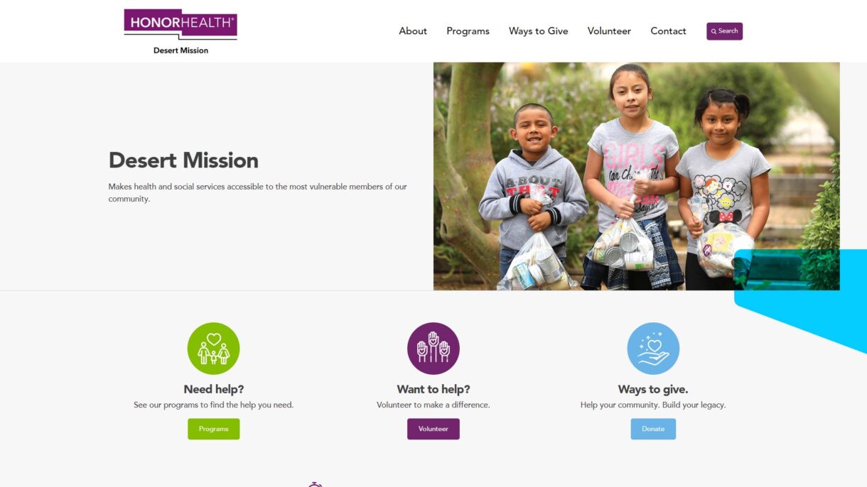 phoenix tempe encomix webninja homepage website design honor health desert mission - Honor Health Desert Mission