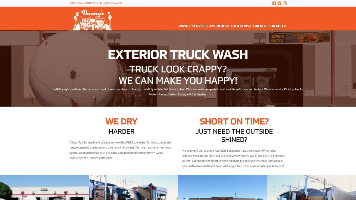phoenix tempe encomix webninja page website design dannys truck wash - Dannys Truck Wash