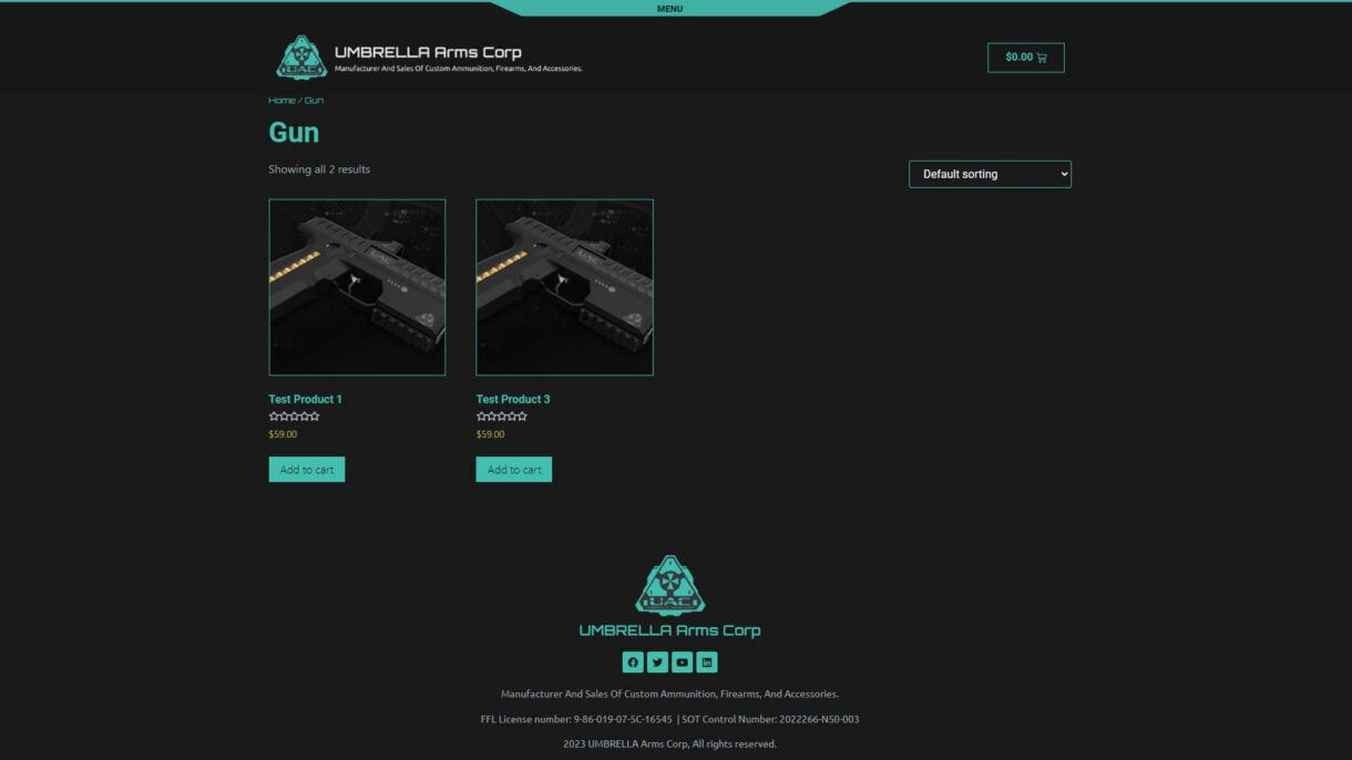 phoenix tempe encomix webninja shop website design umbrella arms corp - Umbrell Arms WooCommerce