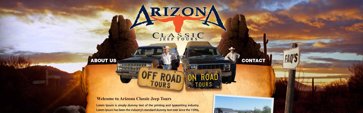 Arizona Classic Jeep Tours | Phoenix Website Design | Graphic, Print, Logo, and Website Design Solutions serving locally for Tempe Arizona and Phoenix Valley Cities