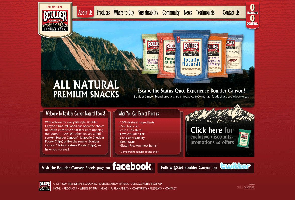 phoenix tempe encomix webninja website design boulder canyon foods - Boulder Canyon Natural Foods