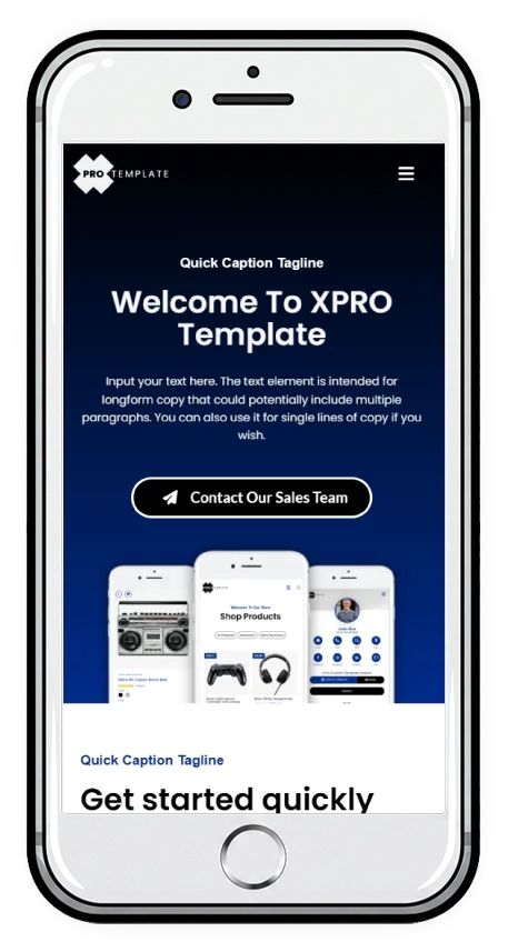 xprotemplate system mobile screenshot landingpages